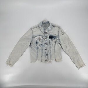 Cello Bleached Distressed Rough Hem Jean Jacket Size Small Women’s